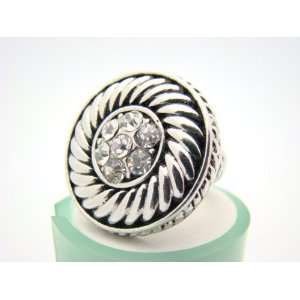   Silver Mesa Large Silver and Rhinestone Circle Stretch Ring Jewelry