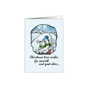  Snowmen Sledding Christmas time wishes Card Health 