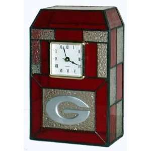   UGA Bulldogs Stained Glass Mosaic Desk Clock