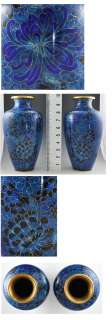 Nice Pair 2 Vintage Chinese Cloisonne Vases Floral Gilt  