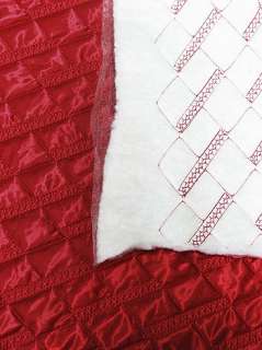 Pre Quilted Fabric Poly Material Diamond Ruby Red Yardage  