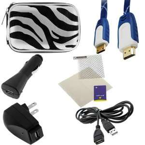  GTMax 6pcs accessory kits   Silver Zebra Case+ Extension USB Cable 