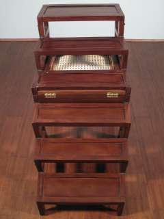 SOLID MAHOGANY Rattan LADDER CHAIR Library STEP STOOL ld001ww  