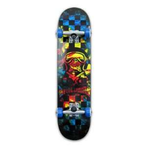 Speed Demon Skull Checkers Acid Complete Skateboard   7.5 
