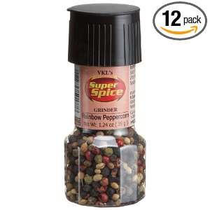 Super Spice, Rainbow Peppercorns, 1.24 Ounce Grinders (Pack of 12)