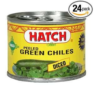 Hatch Diced Green Chiles, Mild, 4 Ounce Cans (Pack of 24)  