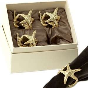  LObjet Gold Starfish Napkin Rings S/4