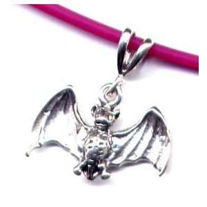    13 Fuschia Bat Necklace Sterling Silver Jewelry