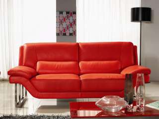 NEW YORK Modern Italian Leather Living Room Set Red  