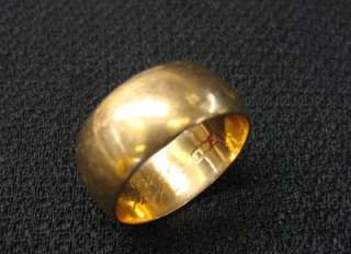 18k YELLOW GOLD WIDE WEDDING BAND RING VINTAGE 6.7 GR  