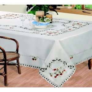  Embroidered Cutwork Tablecloth with Napkins 72x90ob/17 