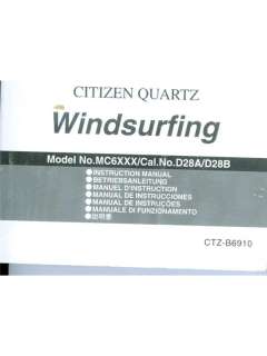 Citizen Windsurfing MC6XXX / Cal. No. D28A/D28B Manual  