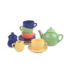   Ware Tea Set Child size ceramic teapot, teacups, saucers Toys & Games