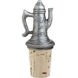   Pewter Old Fashioned Teapot Wine Bottle Stopper