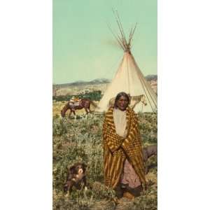  Crow Indian and Tipi, ca. 1902   Exceptional Print of a 