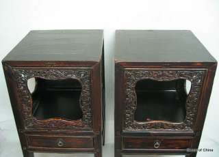 2XChinese Antique Carved Side Table Plant Stand MA20 03  