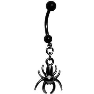  Black Titanium Spider Belly Ring Jewelry