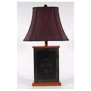  Traditional Black Embossed Leather Caddy Table Lamp