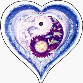 Dolphin Yin Yang in Heart with Turtles, Sun, Moon, and other Marine 