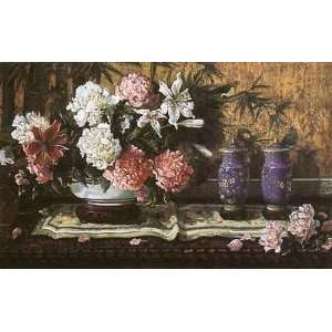  Peonies With Vases Poster Print