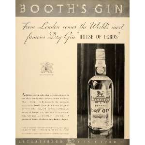  1934 Ad Booths Dry Gin Antique Liquor Bottles Alcohol 