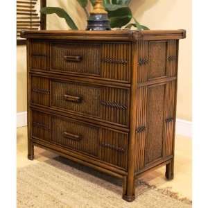   Rattan 710 5277 ATQ Polynesian 3 Drawers Chest in Antique Home