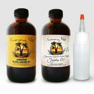   Castor Oil 8 Oz, Extra Virgin Jojoba Oil 4 Oz. & 2 Applicators Beauty