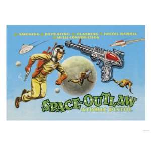  Space Outlaw Atomic Pistol Giclee Poster Print, 24x32 