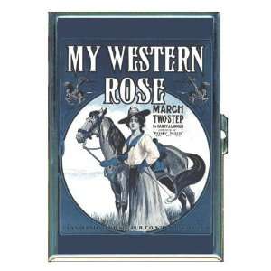  Western Rose Early Sheet Music ID Holder Cigarette Case or 